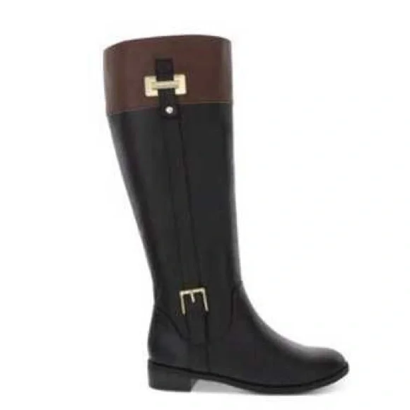 NWOT Black & Brown like riding boots Sz 5 M. Deeply discounted.Low Heel - Picture 3 of 10